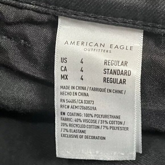 American Eagle Coated Jeans Pants Women's 4 High Rise Straight Black - Picture 9 of 9